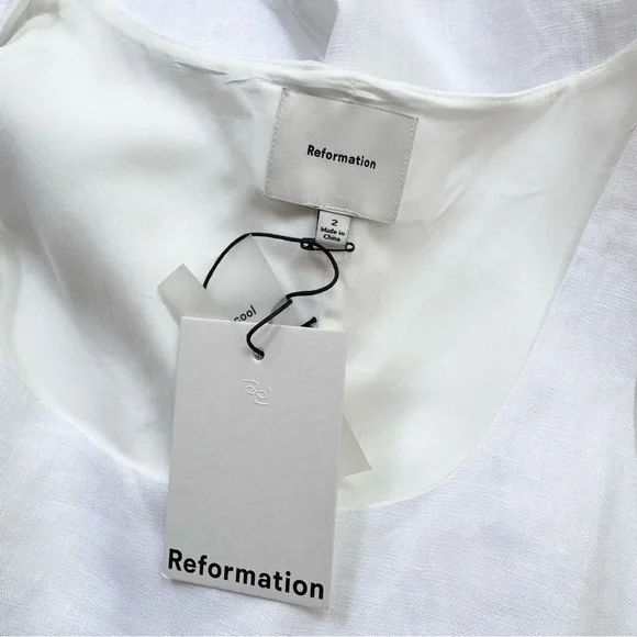 NWT Reformation Hamley Linen Mini Dress White 2 - Picture 15 of 16